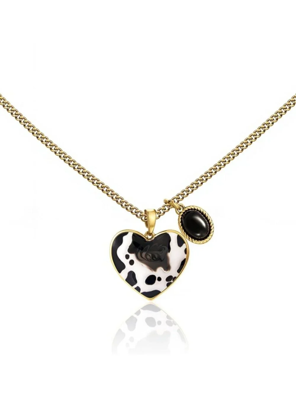 Women's Gold Black Western Gold Plated Wrangler Heart Turquoise Pendant Necklace